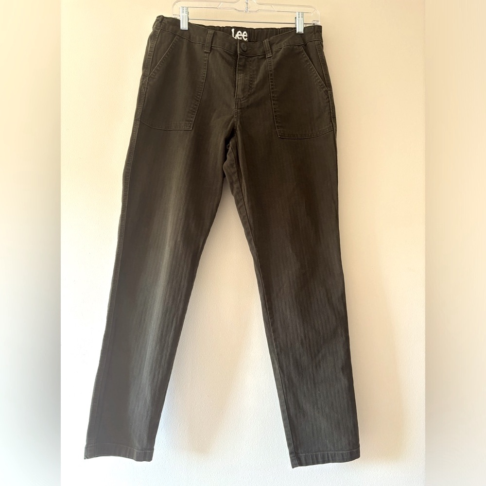 LEE Straight Legs Dark Olive/Military Green Jeans, size 10 M